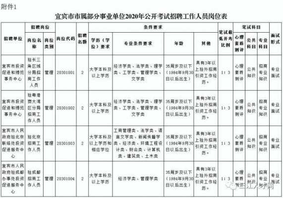 宜宾招聘考试报名（宜宾市公开招聘岗位表）