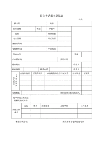 考试报名表格下载（考试报名表格模板）