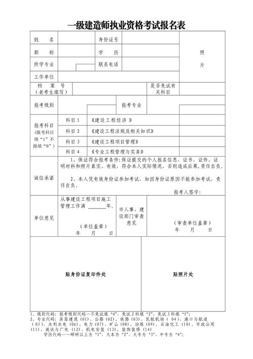 一级建造师执业资格考试报名表（一级建造师执业资格考试报名表下载）