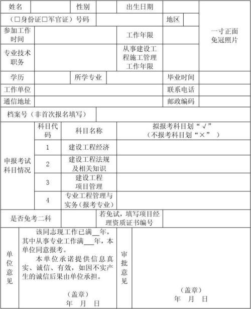 一建资格考试报名表（一建资格考试报名表 国籍地区）