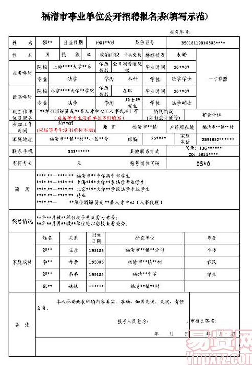 事业考试报名简历（事业单位报名考生简历填什么）