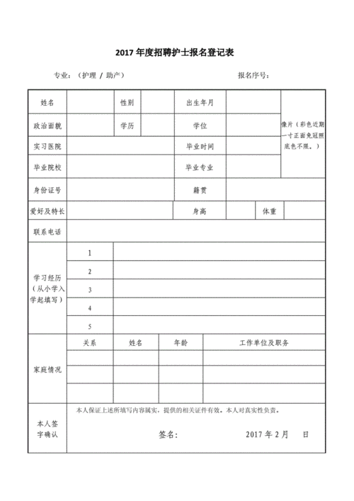 护士招聘考试报名表（护士资格考试报名表是什么样的）